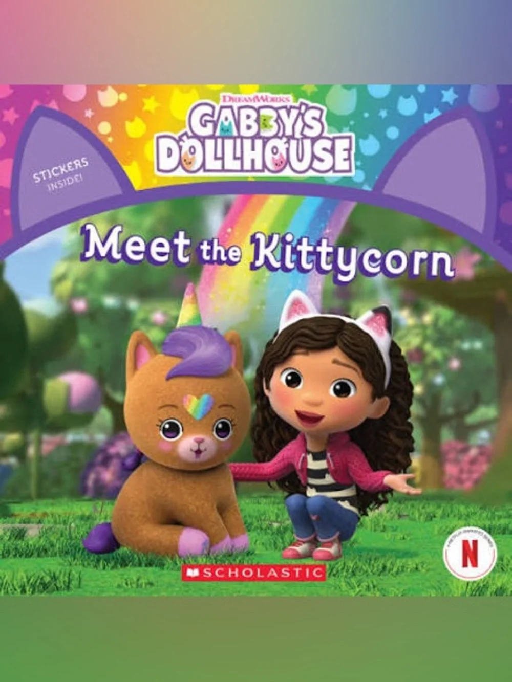 Lot of (5) Scholastic Gabby’s Dollhouse Books and Catrat Plush Stuffed Animal